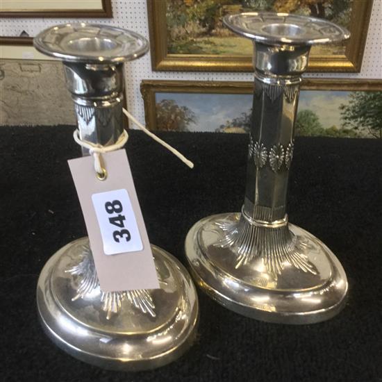 Pair Adam style silver candlesticks